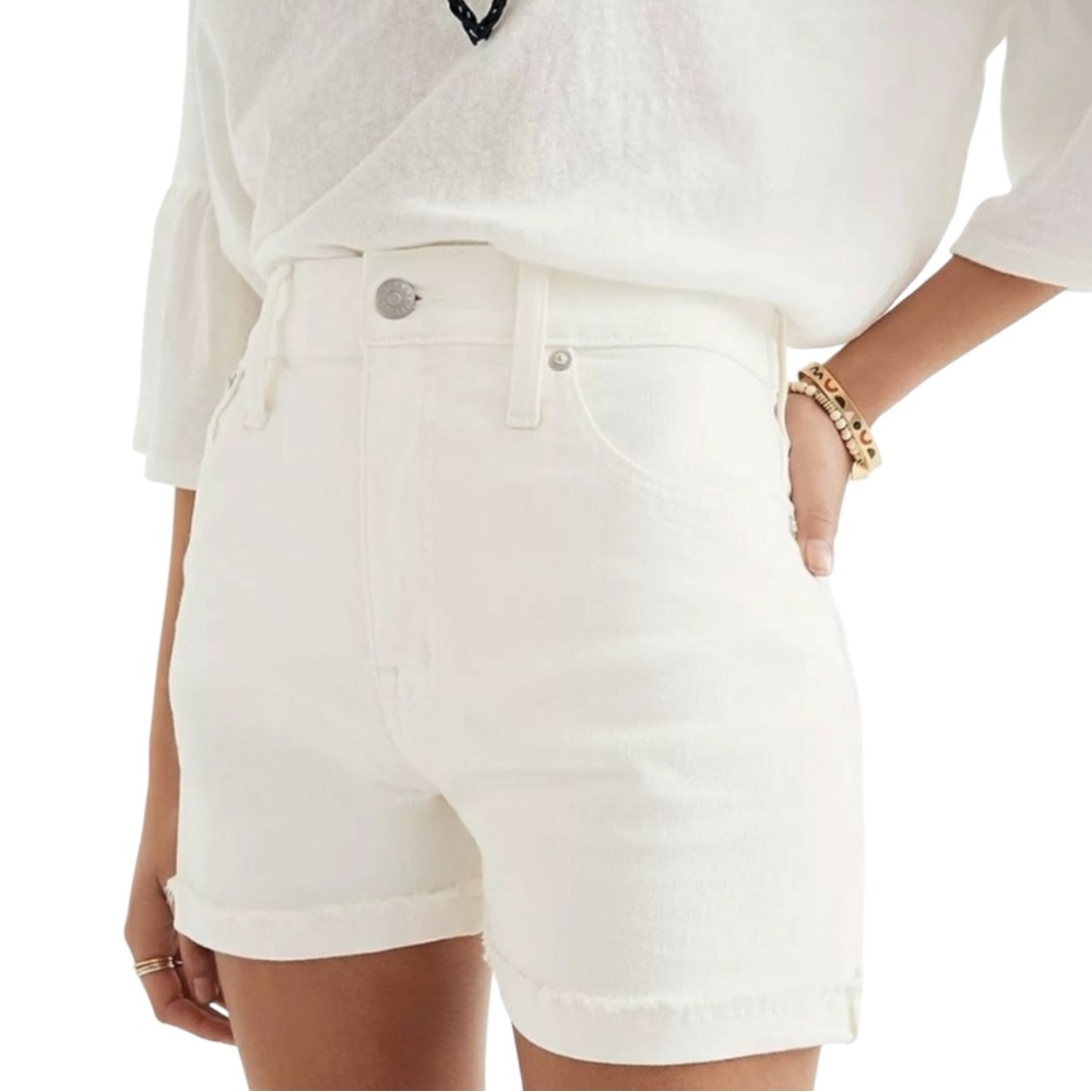 MADEWELL High-Rise Skinny Denim Shorts in White Size 30T (TALL) - Picture 3 of 12